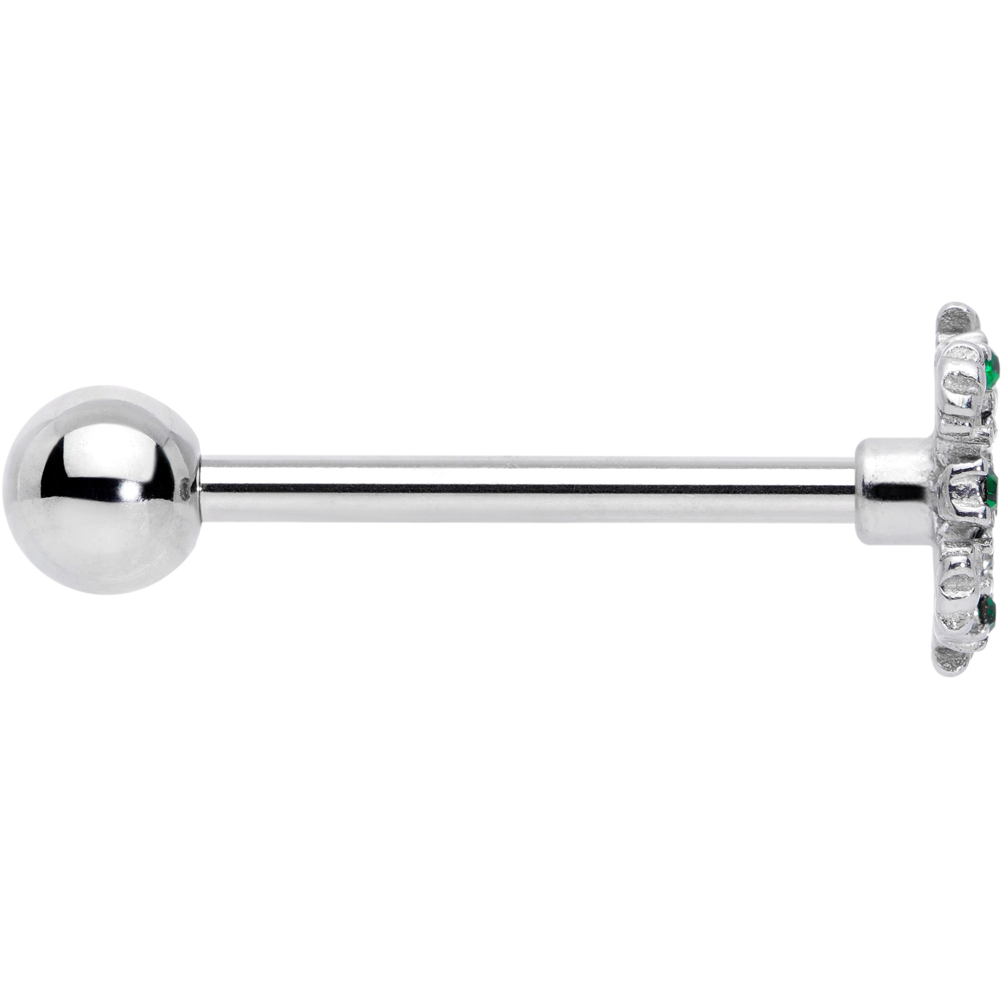 BodyCandy Clear Pink Green Gem Snowflake Christmas Barbell Tongue Ring — lifestyle context