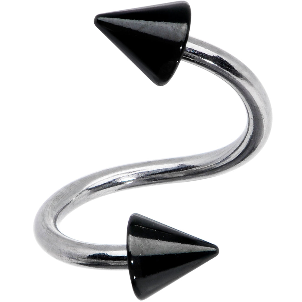 BodyCandy 16G 3/8 Black Cone Ends Spiral Twister Eyebrow Ring — main product shot