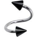 BodyCandy 16G 3/8 Black Cone Ends Spiral Twister Eyebrow Ring — main product shot