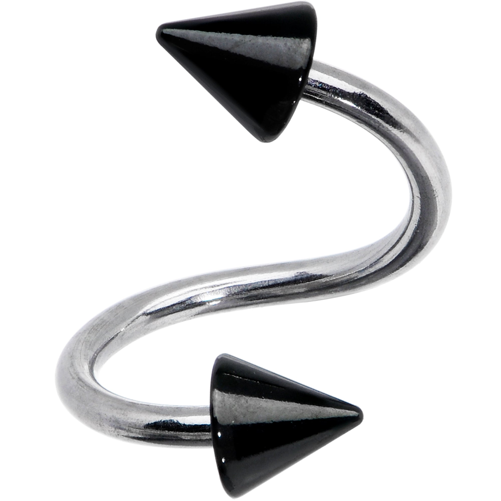 BodyCandy 16G 3/8 Black Cone Ends Spiral Twister Eyebrow Ring — main product shot