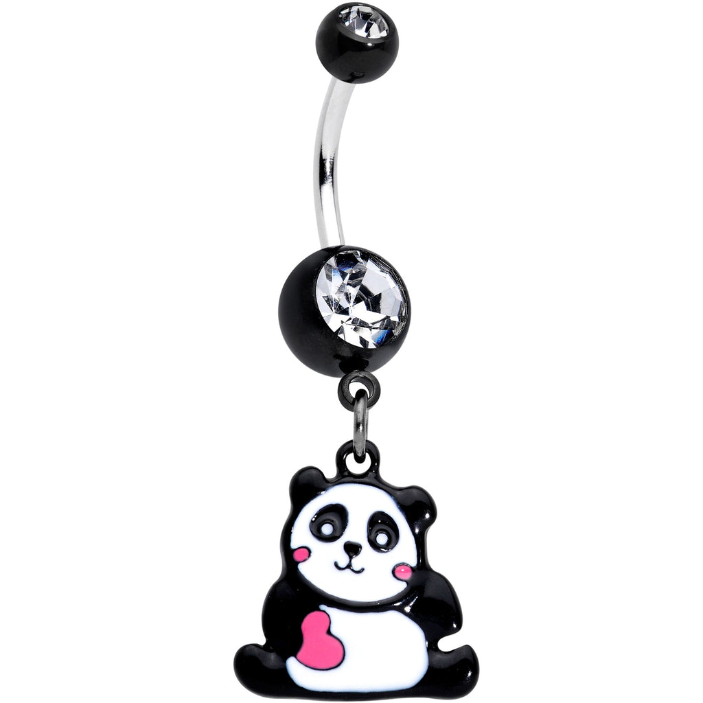 BodyCandy Clear Gem Panda Heart Dangle Belly Ring — main product shot