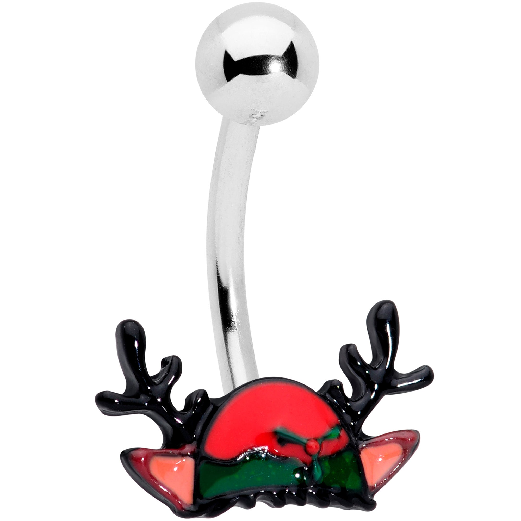 BodyCandy Red Reindeer Antler Hat Christmas Belly Ring — main product shot