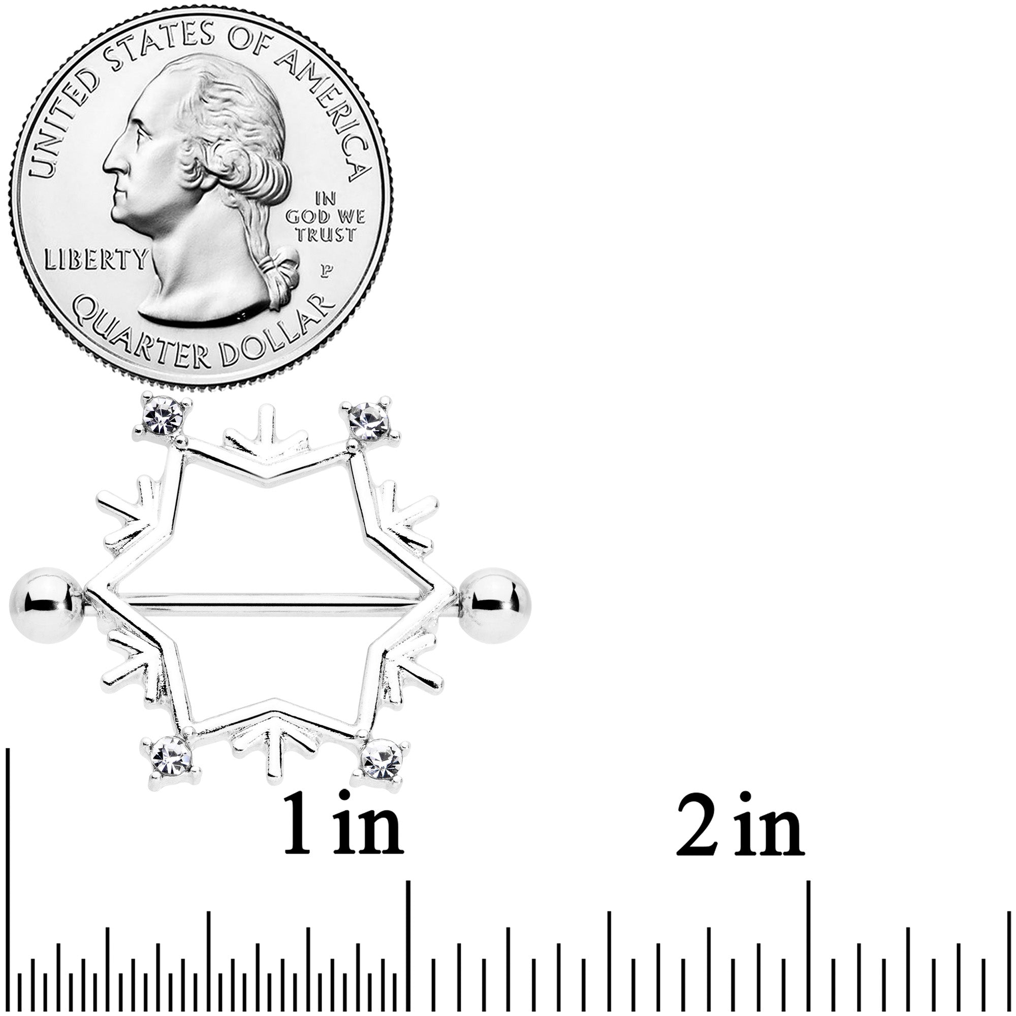 BodyCandy 14G 3/4 Clear Gem Snowflake Christmas Nipple Shield Set — lifestyle context
