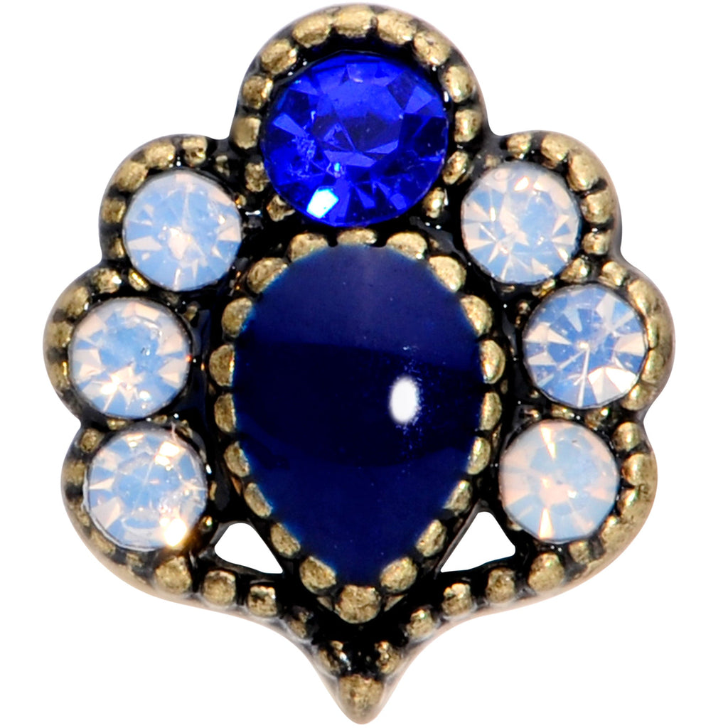 BodyCandy 16G 1/4 Blue Gem Gold Tone Heirloom Drop Cartilage Tragus Earring — detail close-up