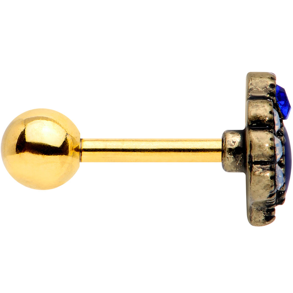 BodyCandy 16G 1/4 Blue Gem Gold Tone Heirloom Drop Cartilage Tragus Earring — lifestyle context