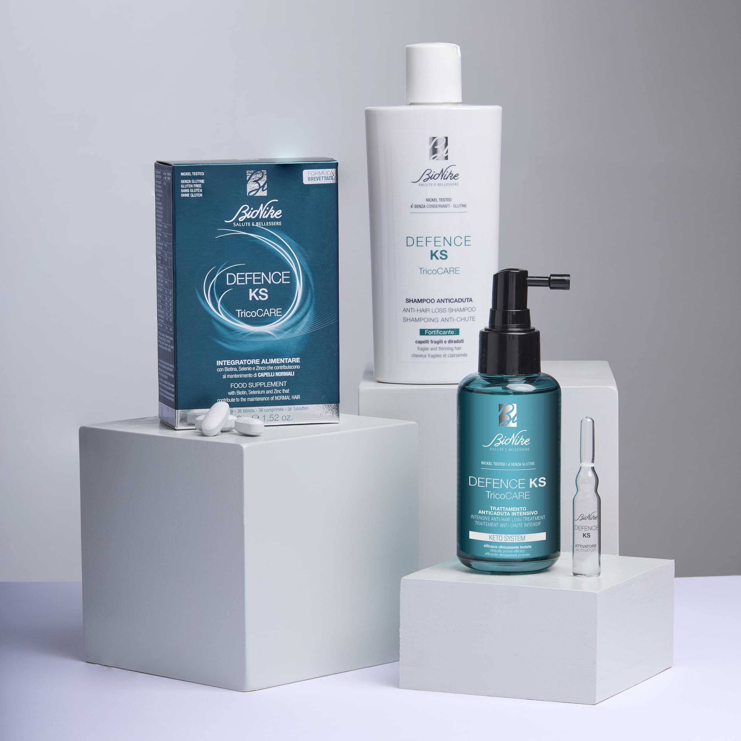 BioNike Defence KS Anti-Hair Loss Shampoo - Gentle, Biotin & Niacinamide Enriched Formula for Thinning Hair, 6.76 fl oz