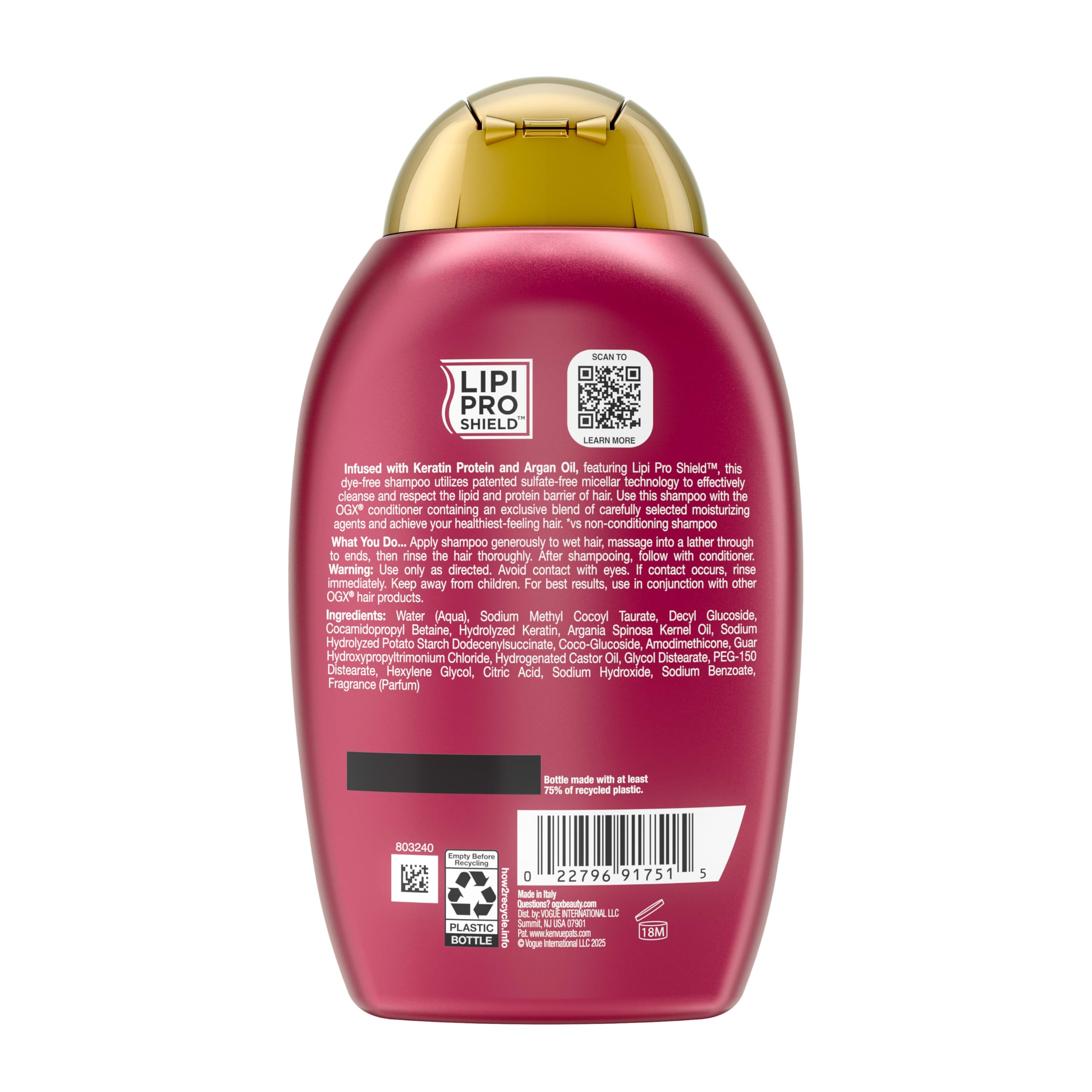 OGX Keratin Oil Shampoo, 13.01 fl oz - Anti-Breakage Hair Strengthening Formula