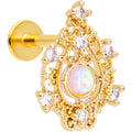 BodyCandy 16G 5/16 White Synthetic Opal Gold Tone Labret Monroe Tragus — main product shot