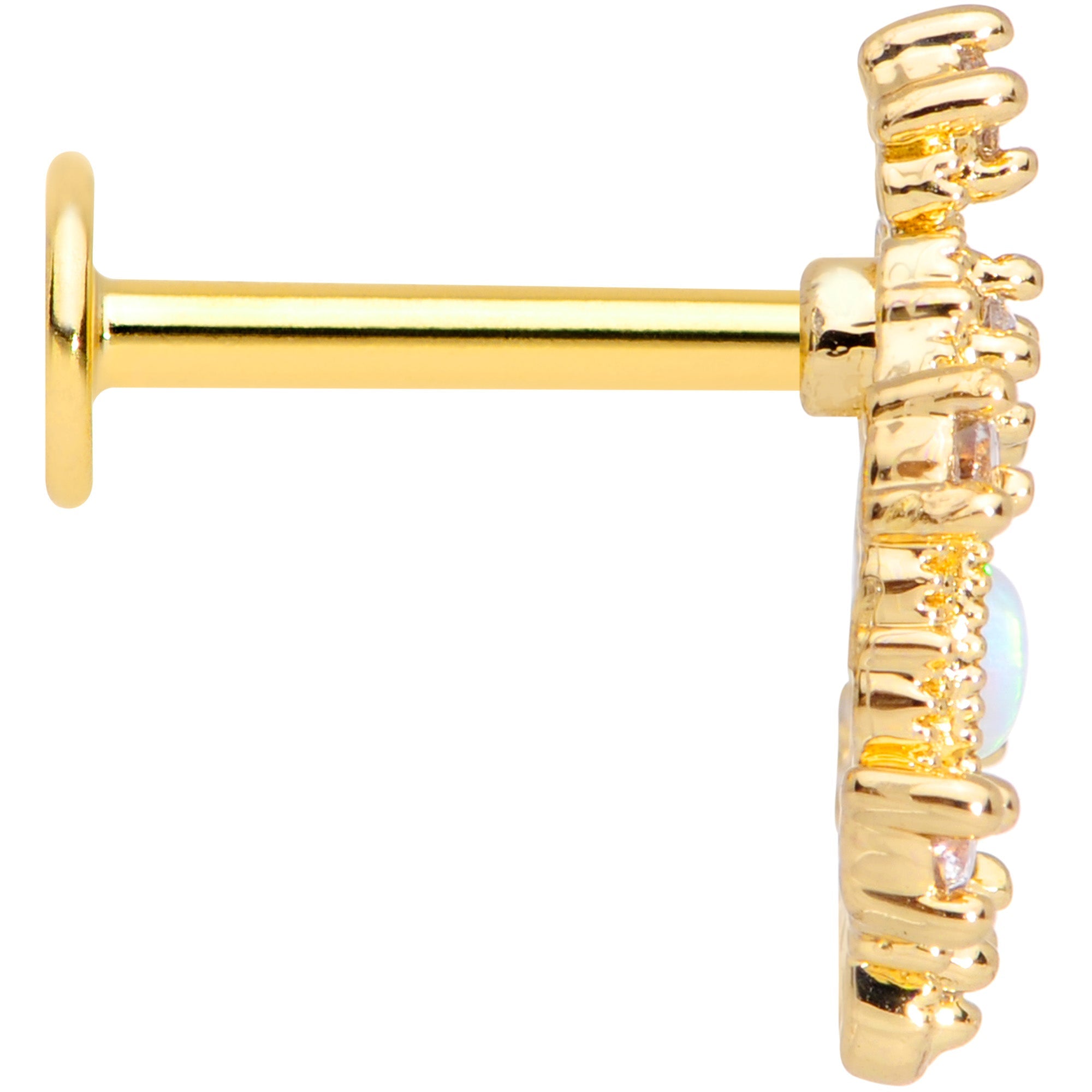 BodyCandy 16G 5/16 White Synthetic Opal Gold Tone Labret Monroe Tragus — lifestyle context