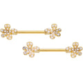 BodyCandy 14G 9/16 Clear Gem Gold Tone Style Splat Barbell Nipple Ring Set — main product shot
