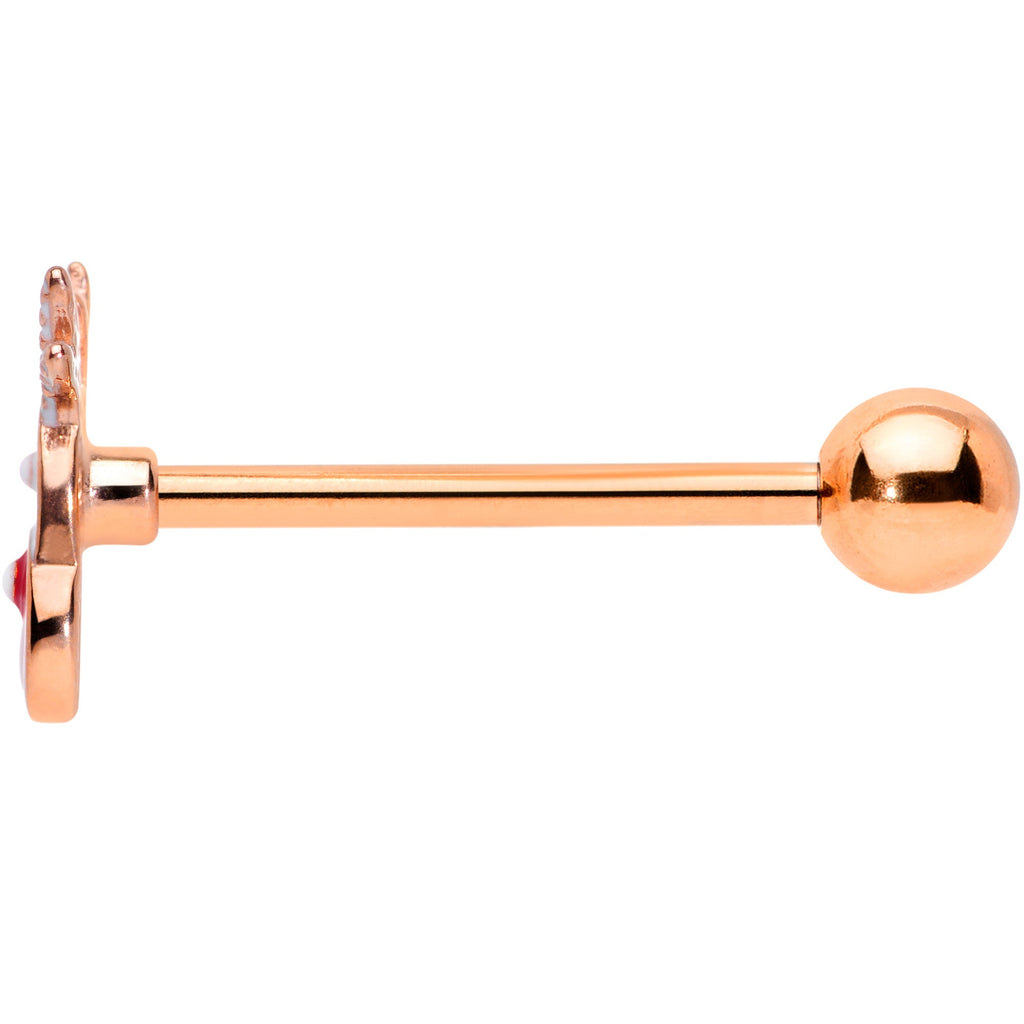 BodyCandy Rose Gold Tone Reindeer Red Nosed Christmas Barbell Tongue Ring — lifestyle context