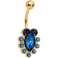 BodyCandy Blue Gem Gold Tone Opulent Oval Belly Ring — main product shot