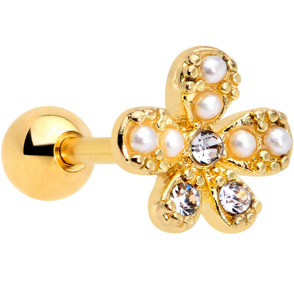 BodyCandy 16G 1/4 Clear Gem Gold Tone Stylish Splat Cartilage Tragus Earring — main product shot