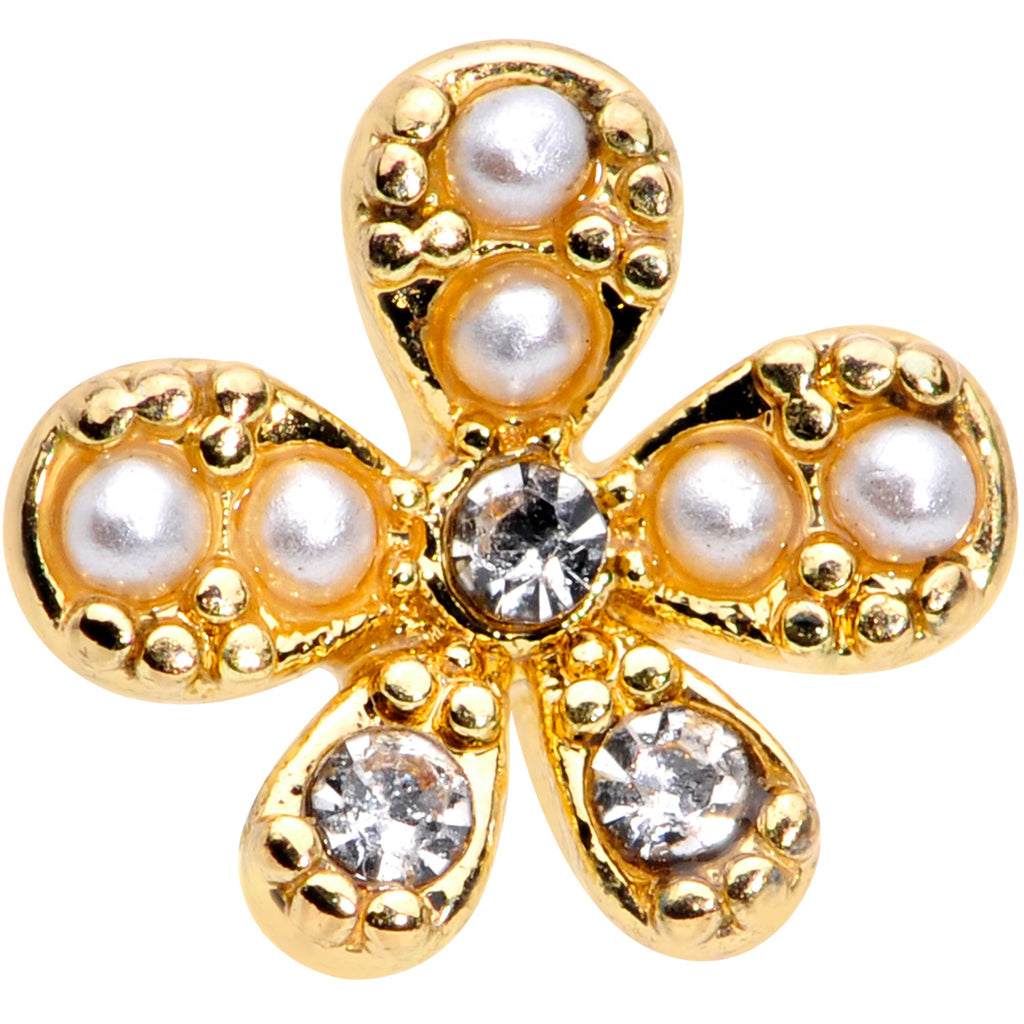 BodyCandy 16G 1/4 Clear Gem Gold Tone Stylish Splat Cartilage Tragus Earring — detail close-up