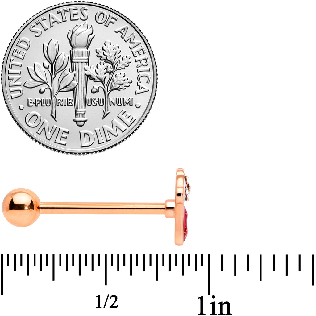 BodyCandy Clear CZ Gem Rose Gold Tone Christmas Stocking Barbell Tongue Ring — side view