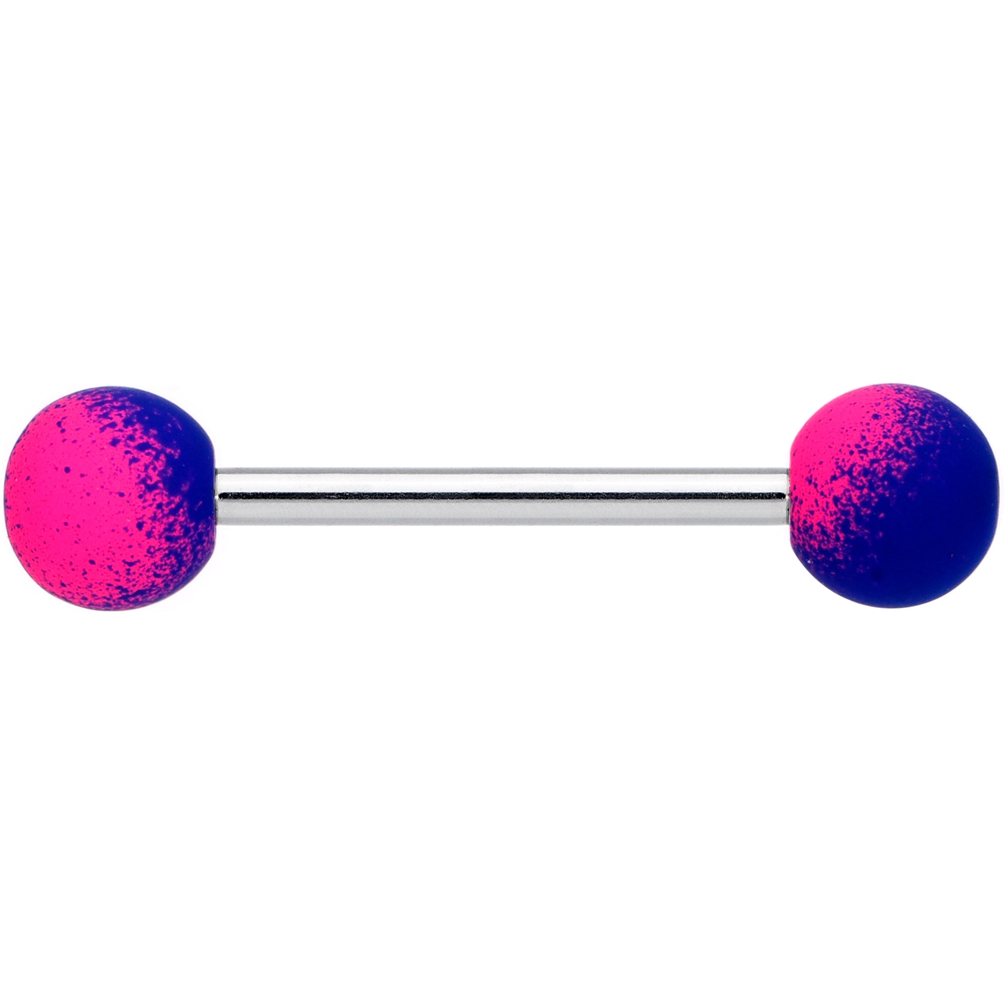 BodyCandy Pink Blue Ombre Soft Finish Barbell Tongue Ring — detail close-up