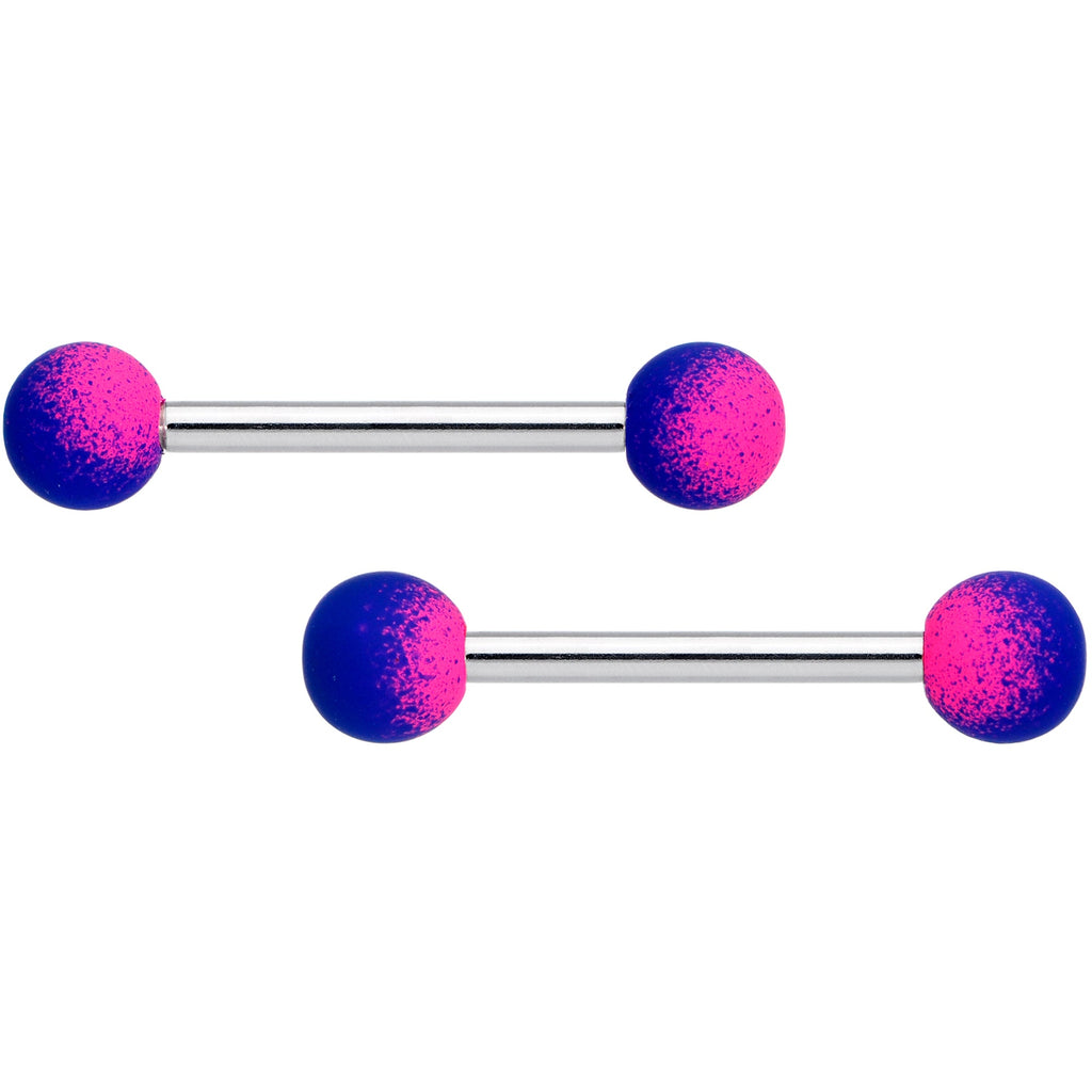 BodyCandy 14G 9/16 Pink Blue Ombre Soft Finish Barbell Nipple Ring Set — main product shot