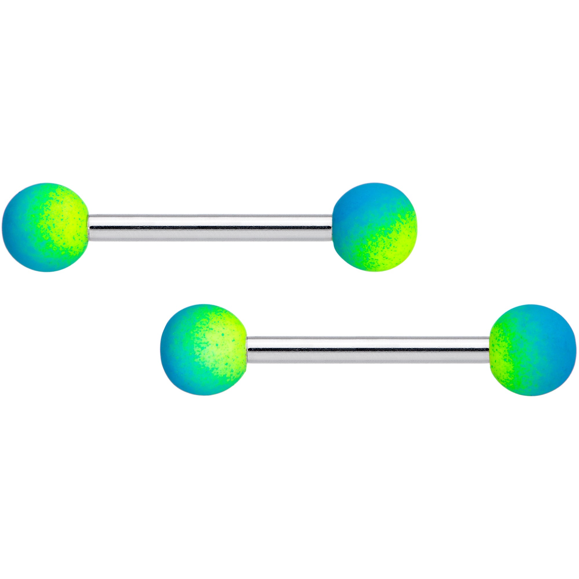 BodyCandy 14G 9/16 Yellow Blue Ombre Soft Finish Barbell Nipple Ring Set — main product shot