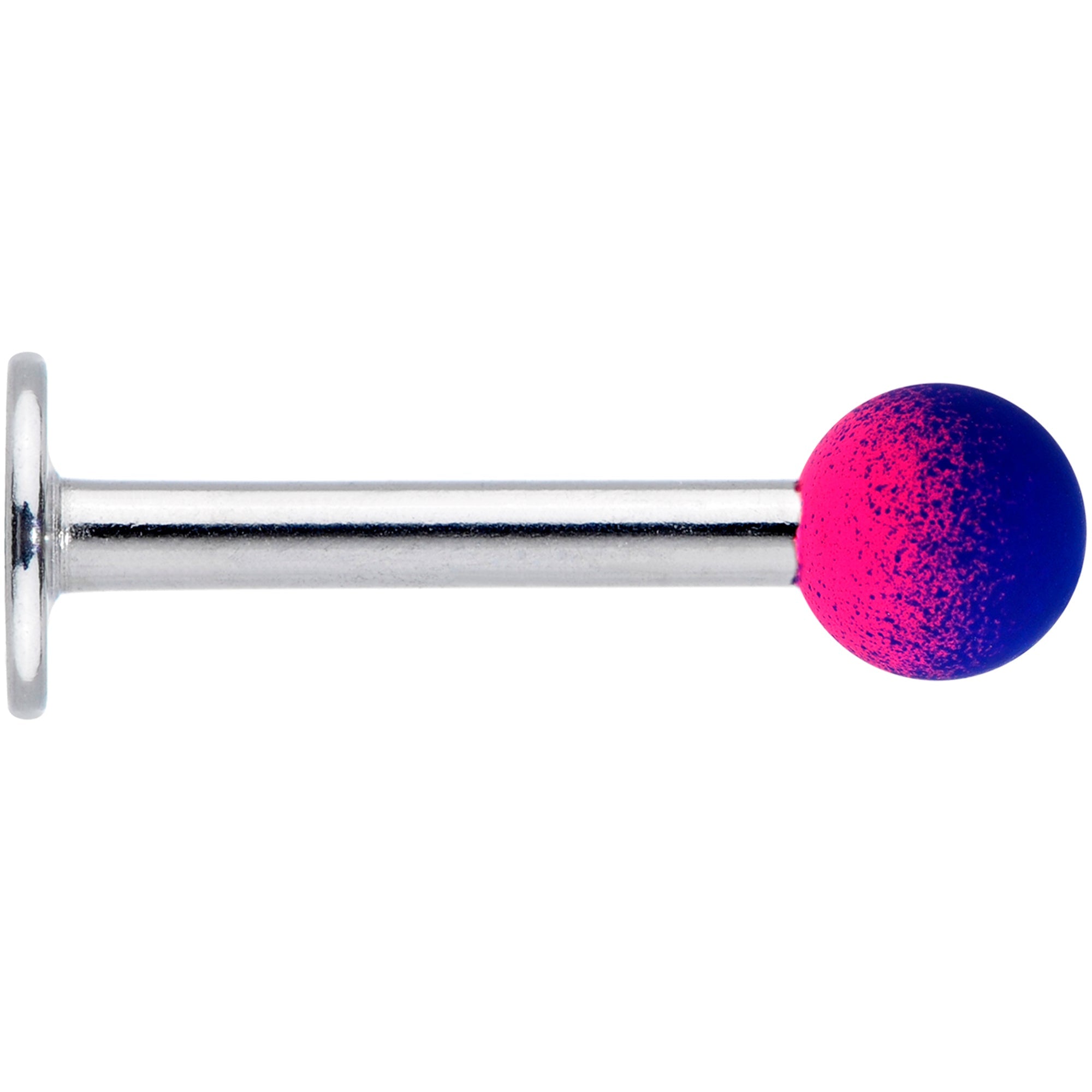 BodyCandy 16G 5/16 Pink Blue Ombre Soft Finish Labret Monroe Tragus — detail close-up