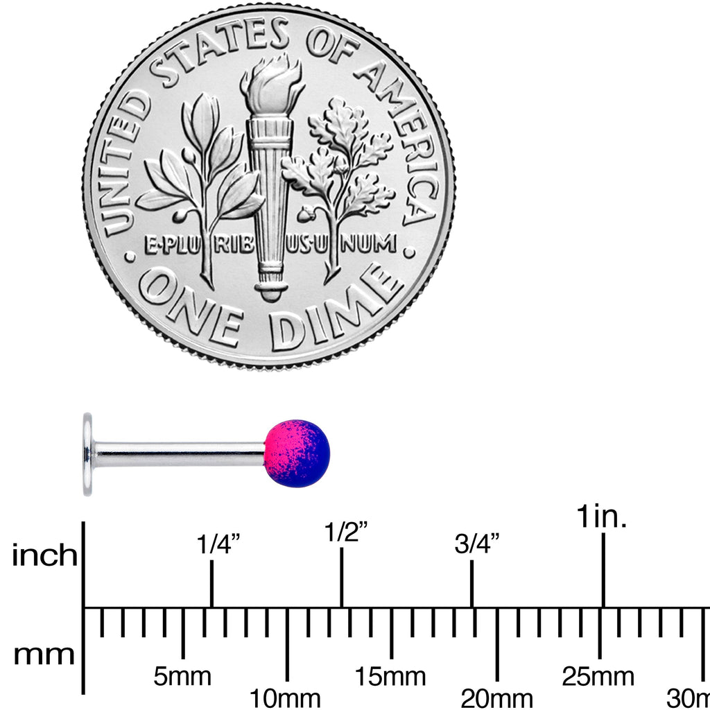BodyCandy 16G 5/16 Pink Blue Ombre Soft Finish Labret Monroe Tragus — side view