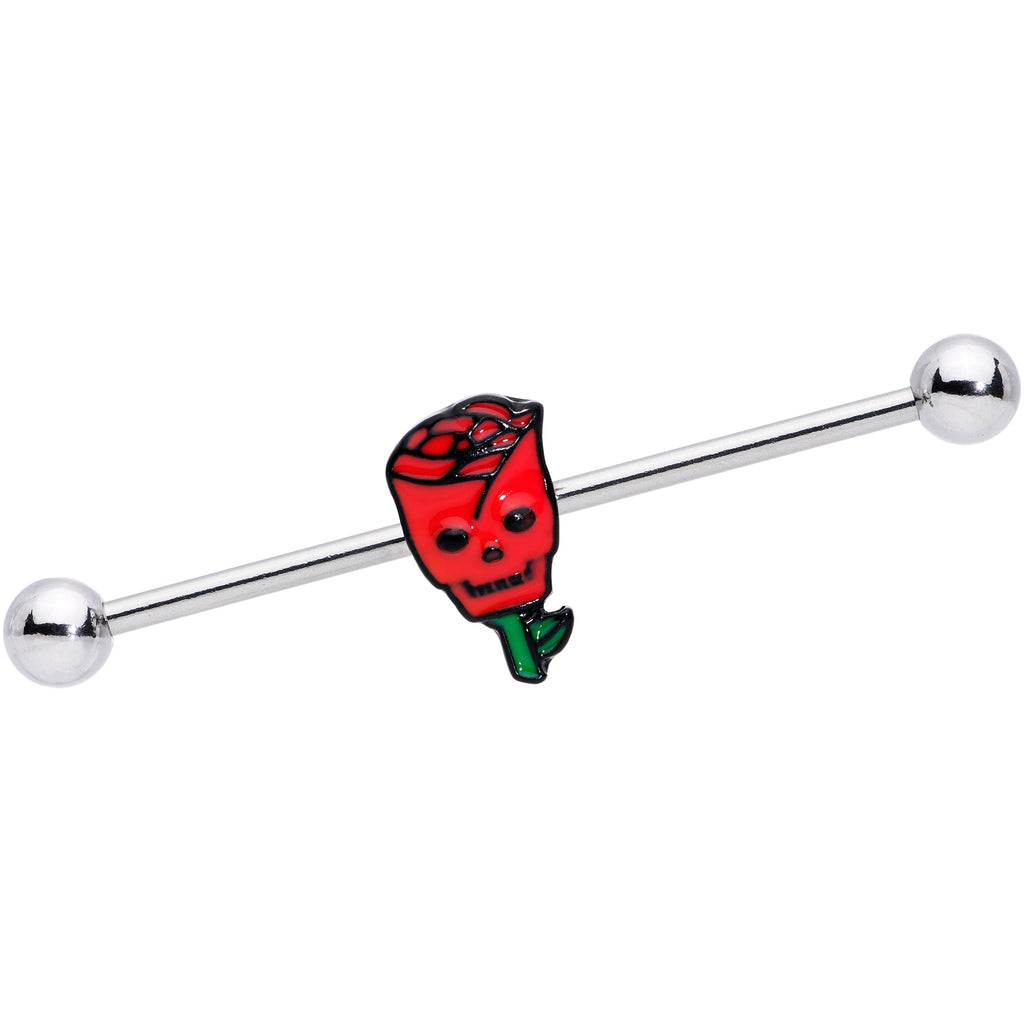 BodyCandy 14G Skull Red Rose Valentines Industrial Barbell 38mm — main product shot