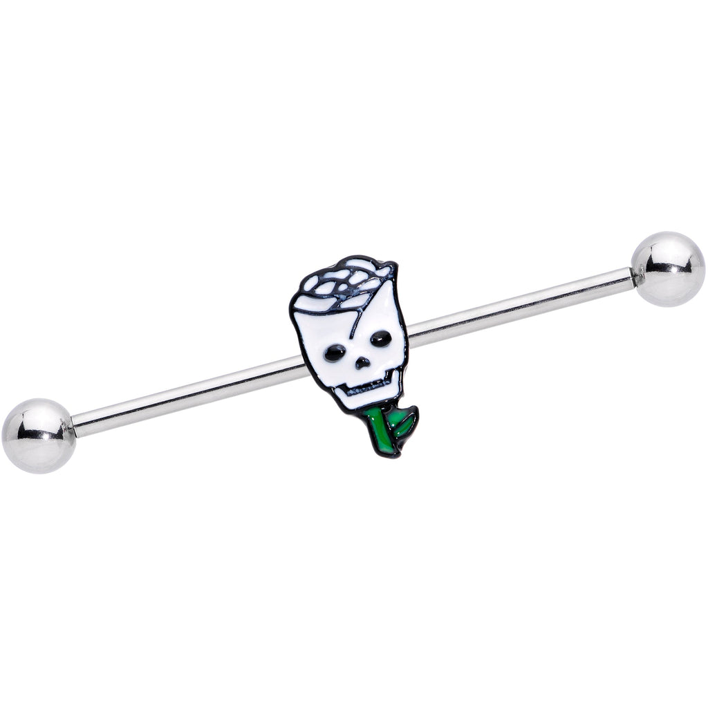 BodyCandy 14G Skull White Rose Valentines Industrial Barbell 38mm — main product shot