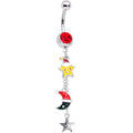 BodyCandy Red Gem Santa Hat Moon Star Christmas Dangle Belly Ring — main product shot