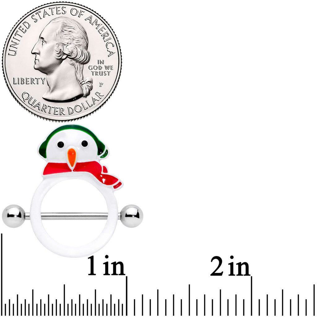 BodyCandy 14G 9/16 Winter Snowman Christmas Nipple Shield Set — detail close-up