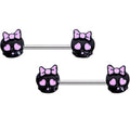 BodyCandy 14G 9/16 Heart Bow Black Skull Halloween Barbell Nipple Ring Set — main product shot
