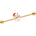BodyCandy 14G Gold Tone Cat Santa Hat Christmas Industrial Barbell 38mm — main product shot