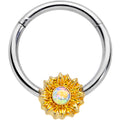 BodyCandy 16G 3/8 Aurora Gem Sunflower Style Hinged Segment Ring — main product shot