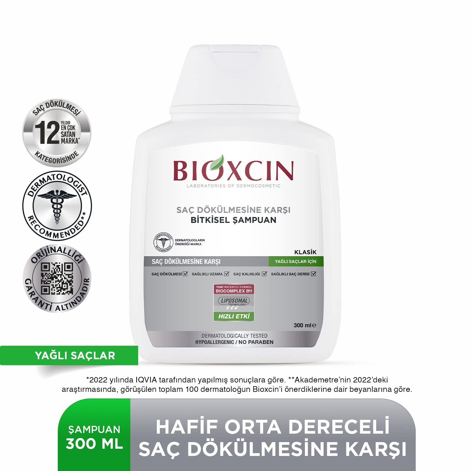 Bioxcin Anti-Hair Loss Shampoo for Oily Hair - Strengthens Hair Follicles, Prevents Hair Loss