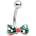 BodyCandy Green Red White Bow Christmas Belly Ring — main product shot