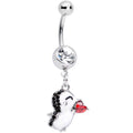 BodyCandy Clear Red Gem Penguin Heart Valentines Day Dangle Belly Ring — main product shot