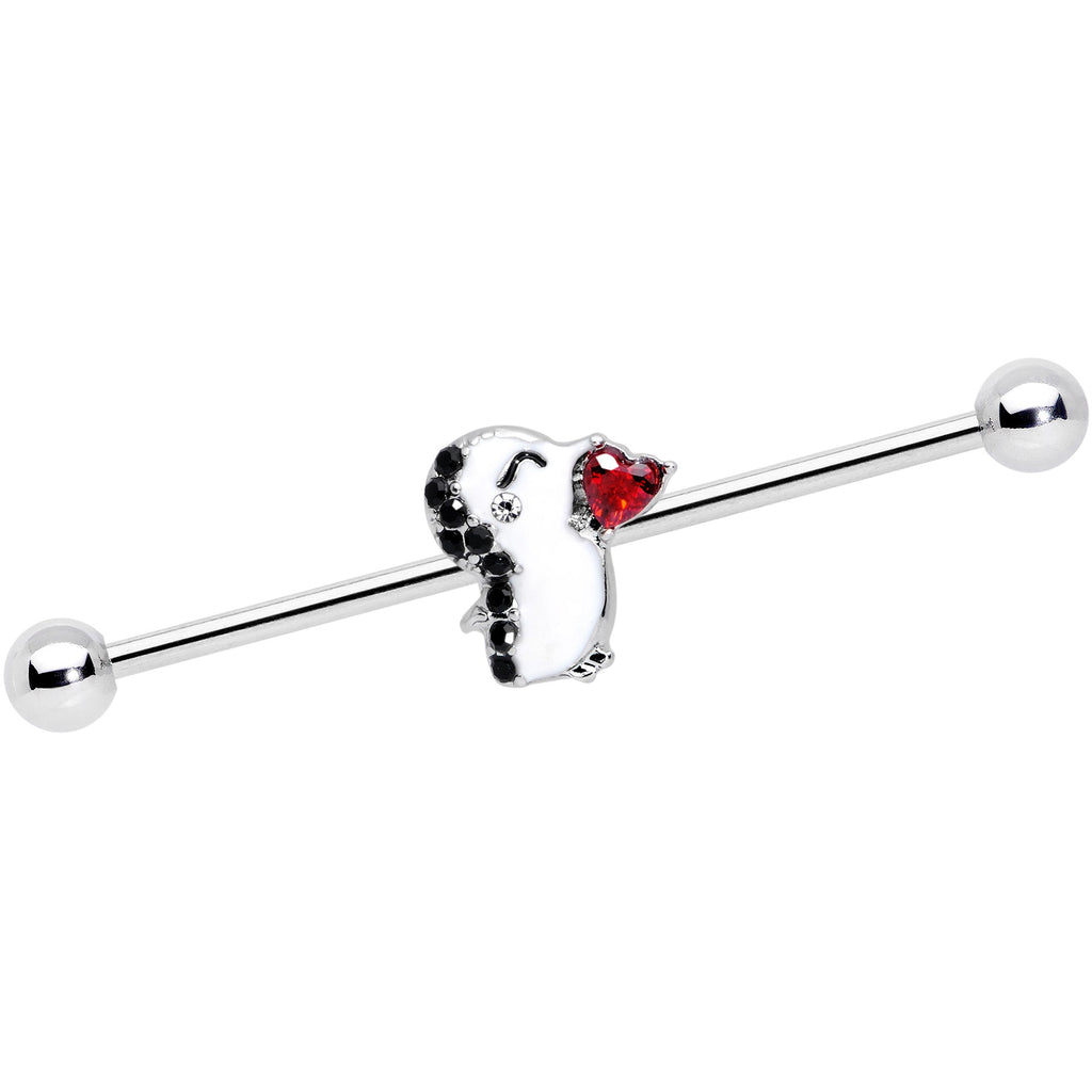 BodyCandy 14G Red Gem Penguin Heart Valentines Day Industrial Barbell 38mm — main product shot