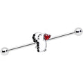 BodyCandy 14G Red Gem Penguin Heart Valentines Day Industrial Barbell 38mm — main product shot
