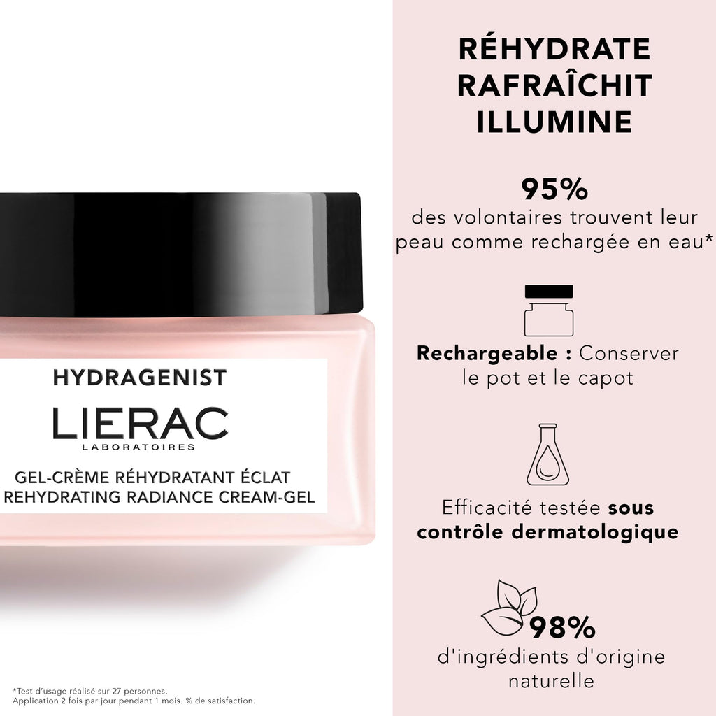 Lierac Hydragenist Moisturizing Cream-Gel for Mixed Skin - Natural, Hydrating, Sensitive Skin Friendly
