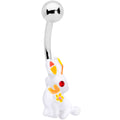 BodyCandy Red Gem White Easter Rabbit Belly Ring — main product shot