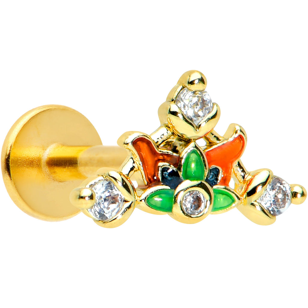 BodyCandy 16G 5/16 Clear CZ Gem Gold Tone Mythic Dragon Labret Tragus — main product shot