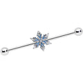 BodyCandy 14G Clear CZ Gem Blue Snowflake Christmas Industrial Barbell 38mm — main product shot