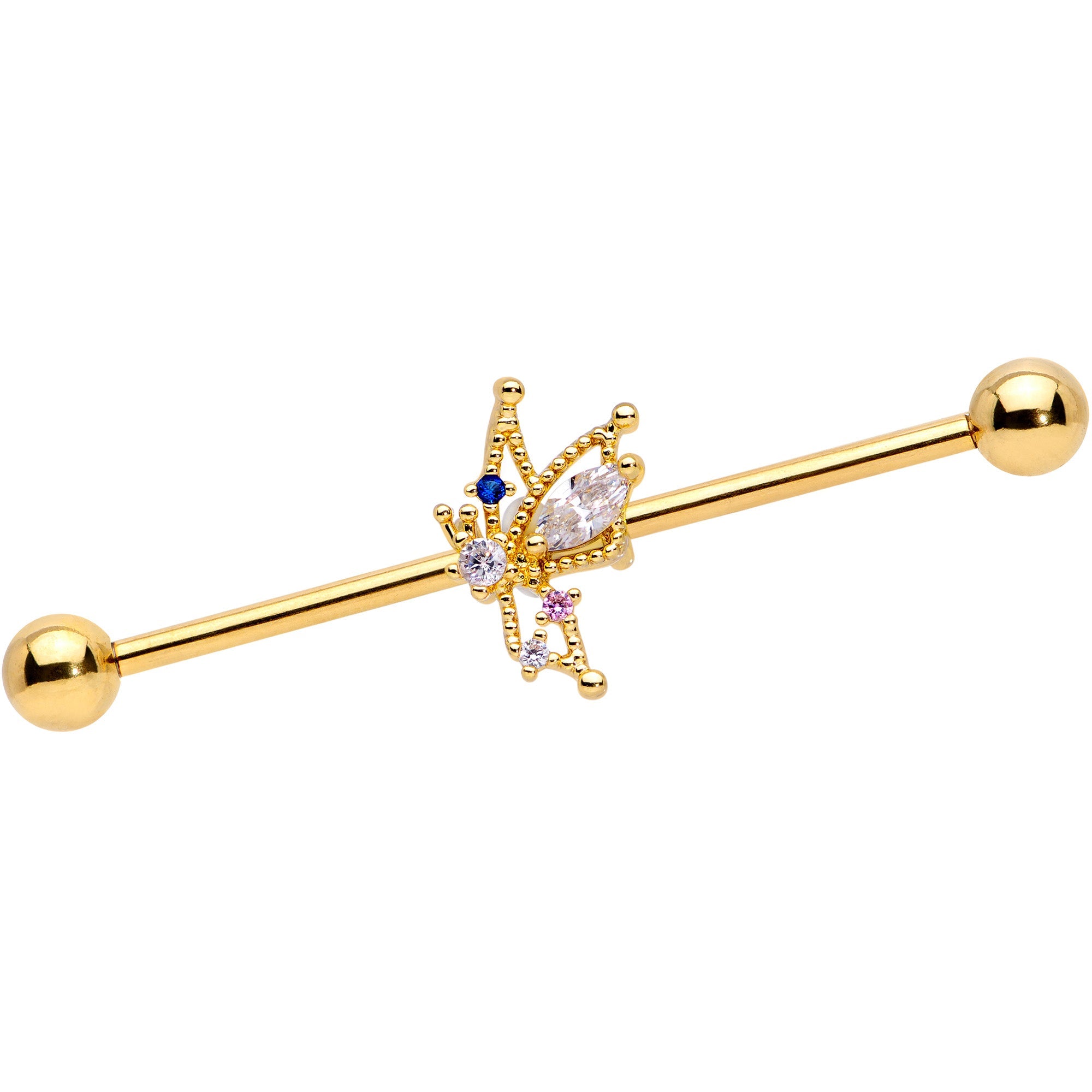 BodyCandy 14G Clear CZ Gem Star Angel Christmas Industrial Barbell 38mm — main product shot