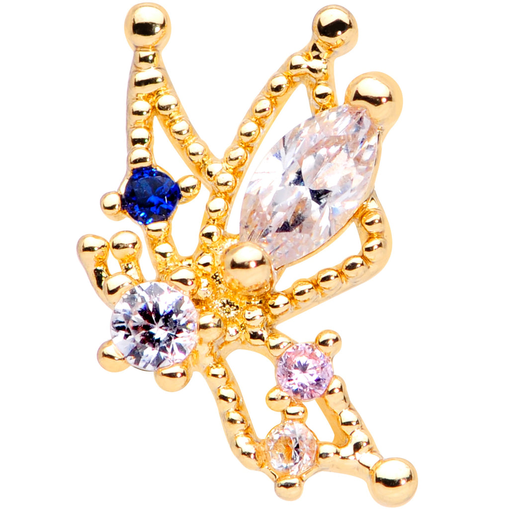 BodyCandy 16G 1/4 Clear CZ Gem Star Angel Christmas Cartilage Tragus — detail close-up