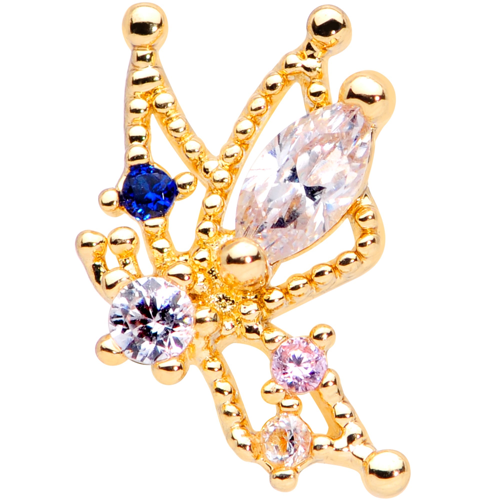BodyCandy 16G 1/4 Clear CZ Gem Star Angel Christmas Cartilage Tragus — detail close-up