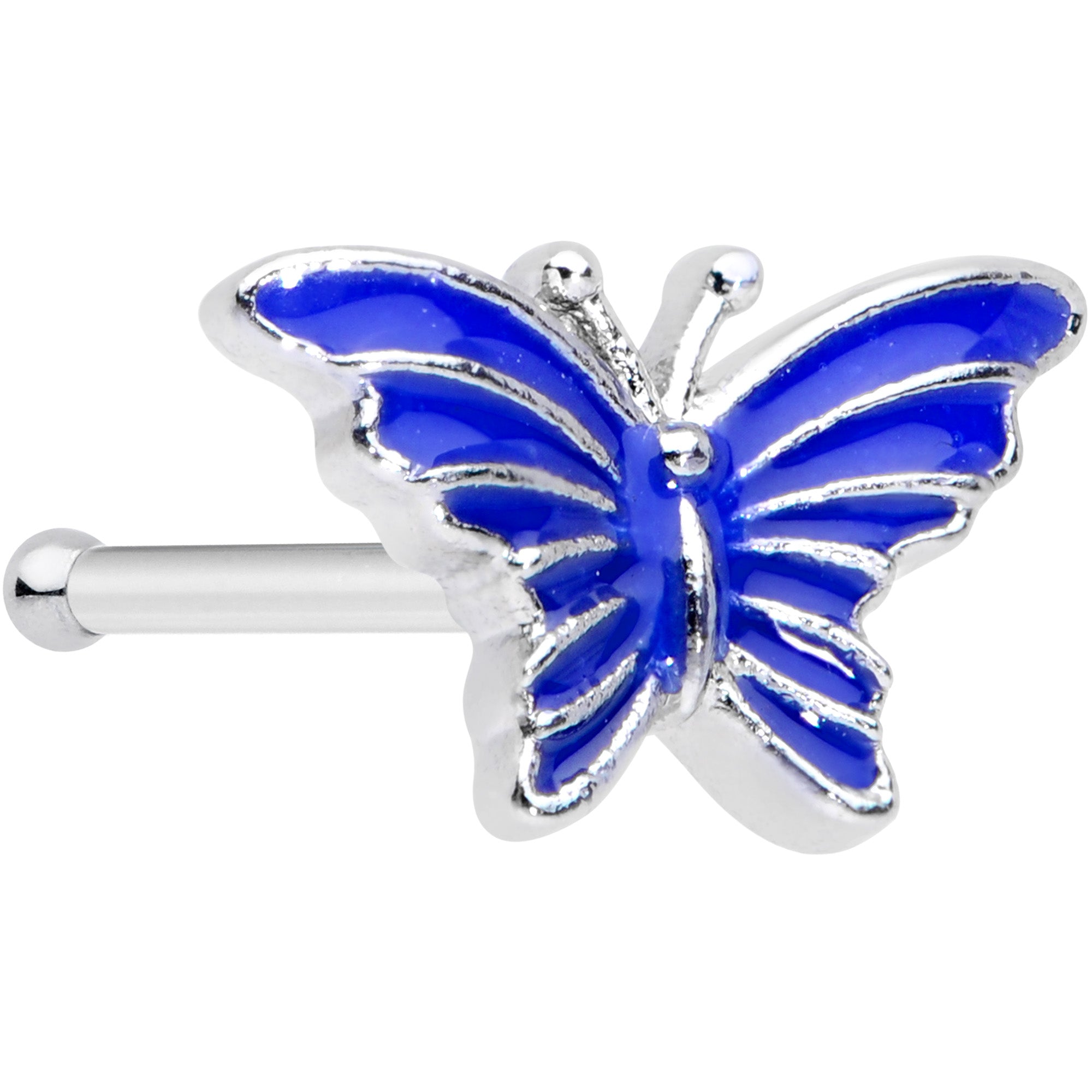 BodyCandy 20G 1/4 Beautiful Blue Butterfly Nose Bone — main product shot