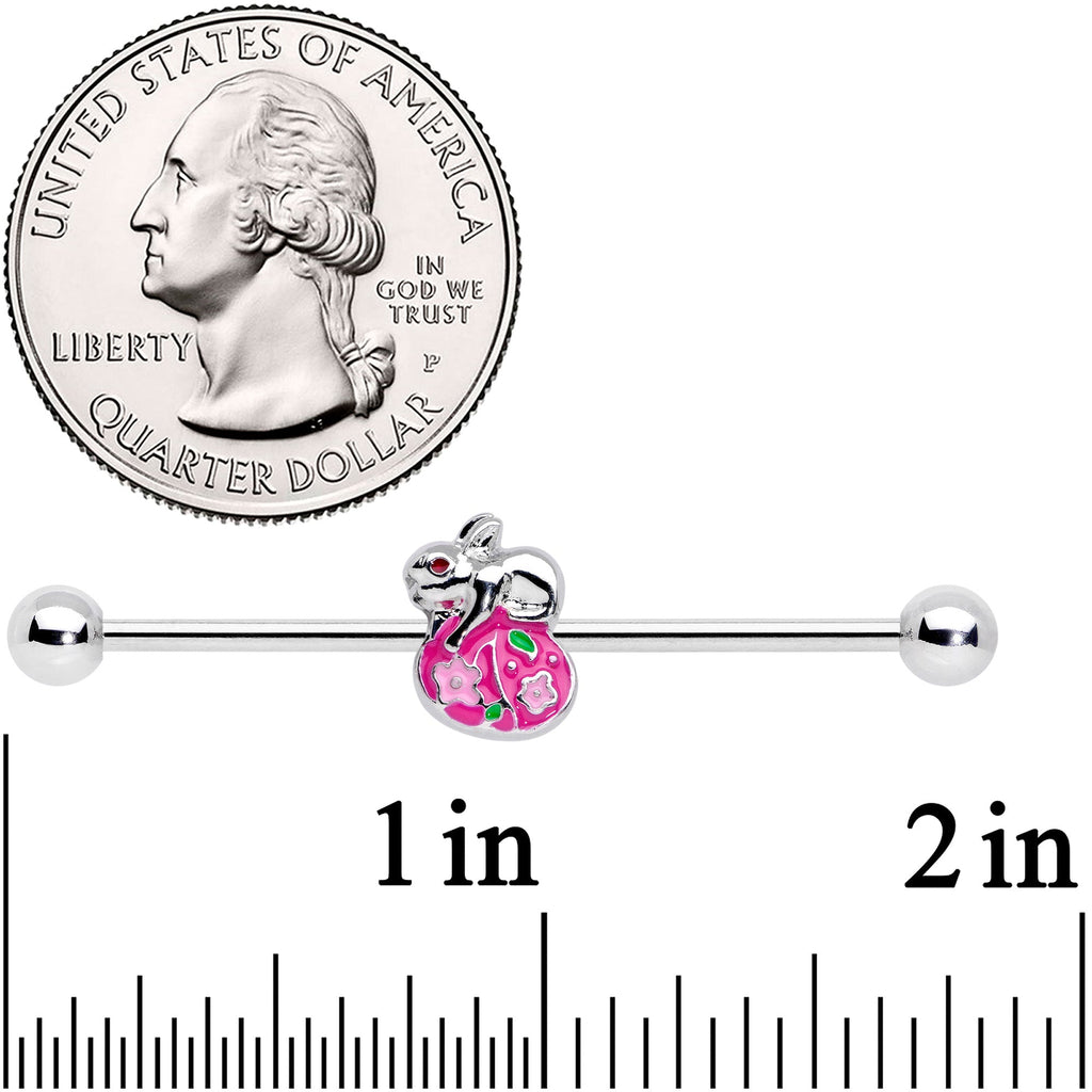 BodyCandy 14G Bunny Rabbit Easter Egg Industrial Barbell 38mm — detail close-up