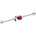 BodyCandy 14G Red Rose Flower Valentines Day Industrial Barbell 38mm — main product shot