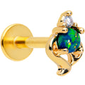 BodyCandy 16G 1/4 Blue Synthetic Opal Gold Tone Twist Labret Monroe Tragus — main product shot