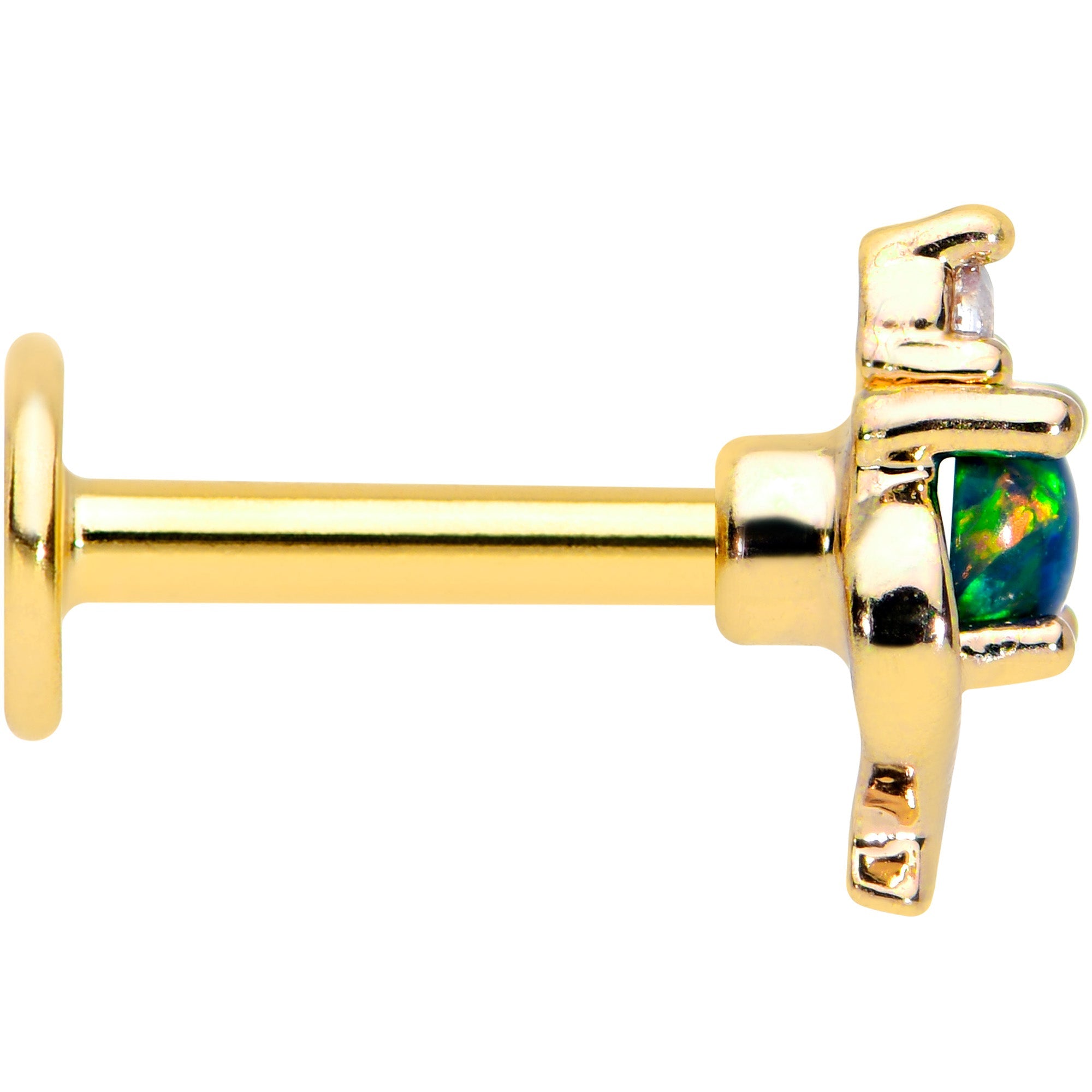 BodyCandy 16G 1/4 Blue Synthetic Opal Gold Tone Twist Labret Monroe Tragus — lifestyle context