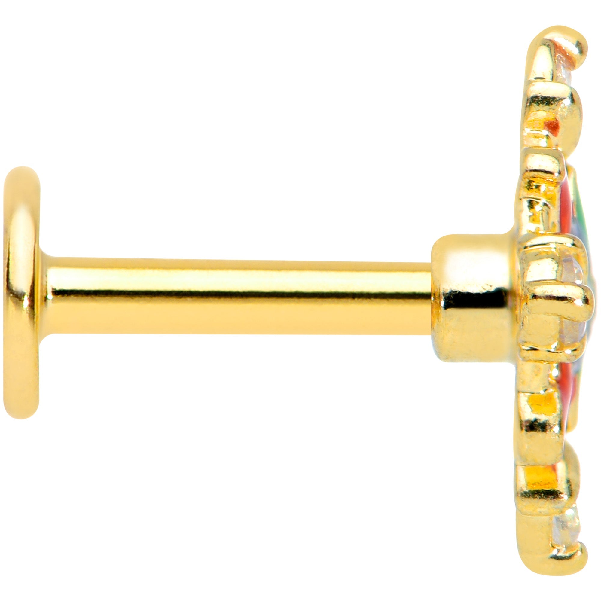 BodyCandy 16G 1/4 Clear CZ Gem Gold Tone Color Crest Labret Monroe Tragus — lifestyle context