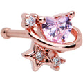 BodyCandy 20G 1/4 Clear Pink Gem Rose Gold Tone Heart Star Nose Bone — main product shot
